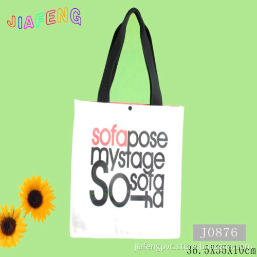 Nature Color Canvas Shopping Bag With Snap
